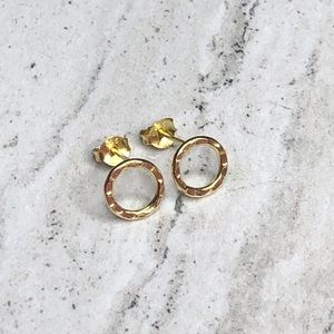 925 Sterling Silver Gold Circle Stud Earrings